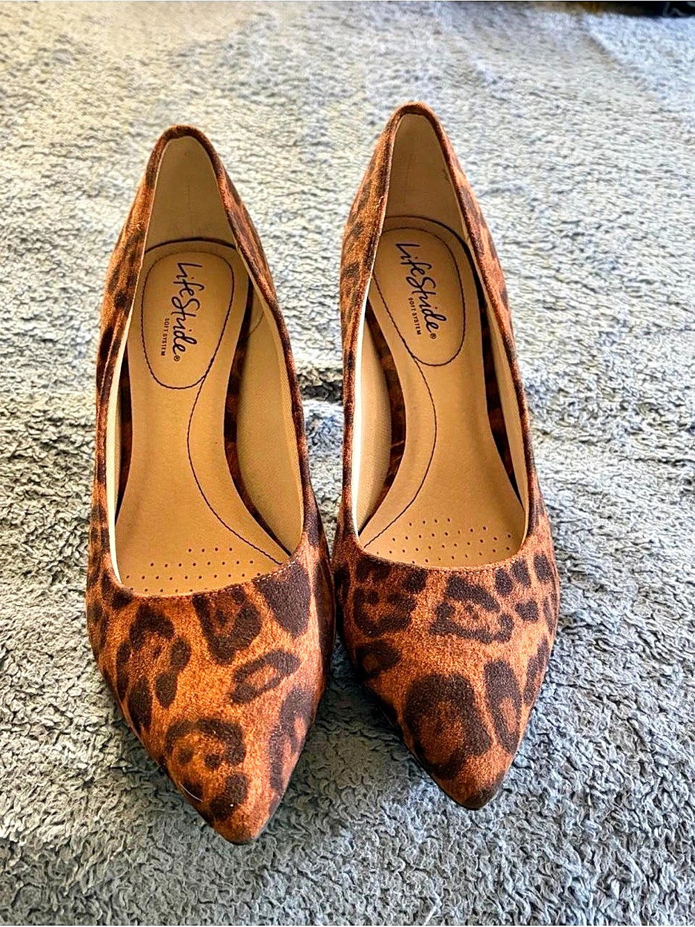 LifeStride Leopard Print Pointed-Toe Heels
